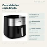Princess 182280 con indicaciones de asa de tacto frío, base antideslizante, apagado automático y protección térmica.