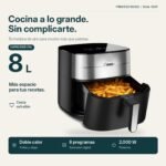 Princess 182280 con cesta abierta y patatas, capacidad de 8 litros, doble calentamiento, 8 programas y 2000 W de potencia.
