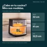 Dimensiones de la Princess 182280: 32 cm de ancho, 41 cm de fondo y 32,5 cm de alto, con capacidad interior de 8 litros.